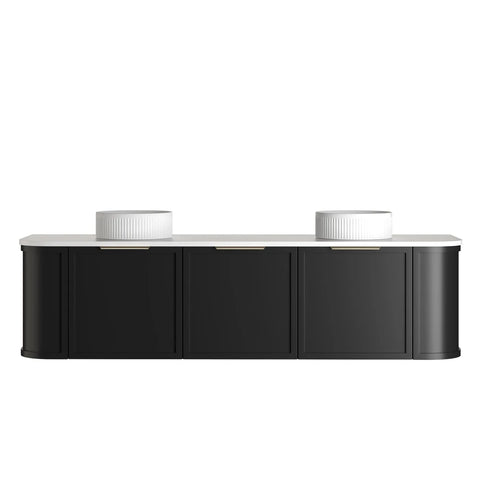 Lancaster Wall Hung Curve Vanity Satin Black (All Size)