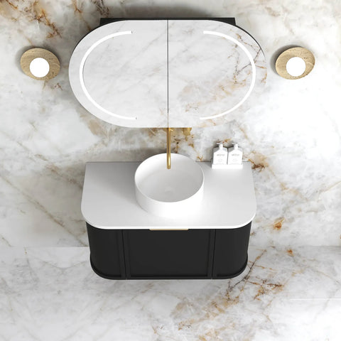 Lancaster Wall Hung Curve Vanity Satin Black (All Size)