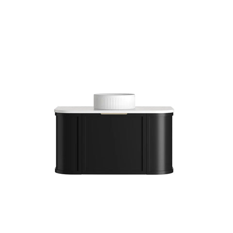 Lancaster Wall Hung Curve Vanity Satin Black (All Size)