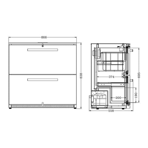 C2-DWR-840-AUHU Husky 190L Double Drawer Outdoor Drinks Chiller