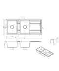 M-GS406B – Ria Double Bowl With Drainer – Granite Sink sketch