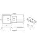 M-GS408B – Ria One & Half Bowl With Drainer – Granite Sink sketch