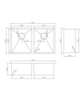 M-S203CP – Double Bowl Sink – Copper sketch