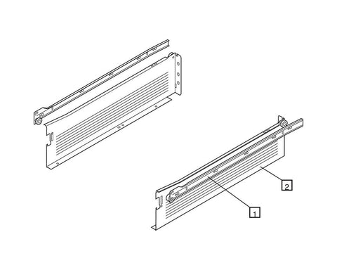 Blum METABOX Side & Runner Set. Single Extension Steel Sides 118mm X 400mm. *Sides And Runners Only* 320K4000C15
