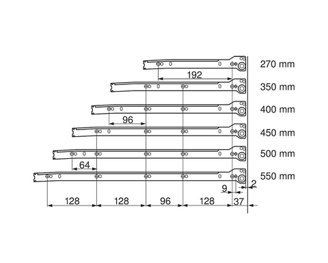 Blum METABOX Side & Runner Set. Single Extension Steel Sides 118mm X 450mm. *Sides And Runners Only* 320K4500C15