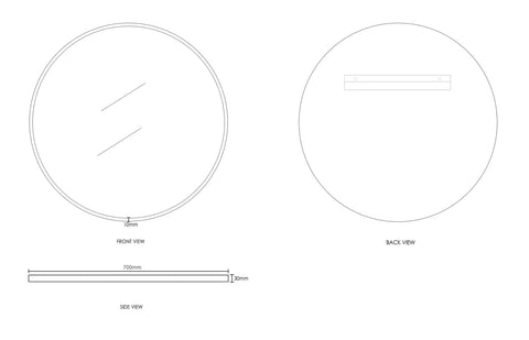 LONDON Round Mirror 700x700mm - Matte Black