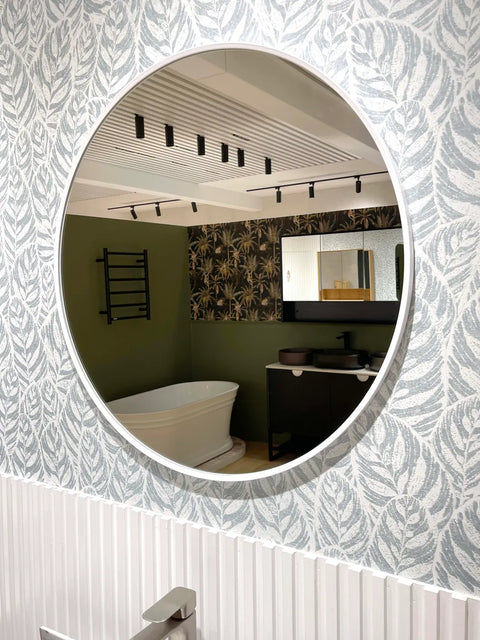 LONDON Round Framed Mirror 700x700mm - Matte White