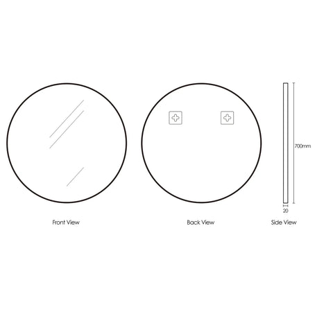 LONDON Round Framed Mirror 700x700mm - Matte White