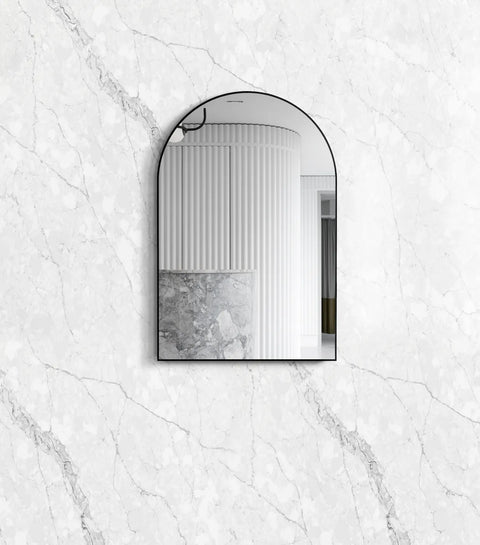 ARCHIE Metal Framed Arch Mirror 900x600mm Matte Black