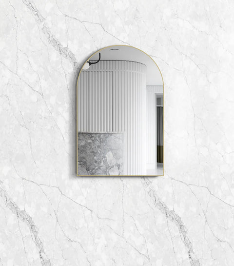 ARCHIE Metal Framed Arch Mirror 900x600mm Brushed Gold