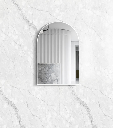 ARCHIE Metal Framed Arch Mirror 900x600mm Matte White