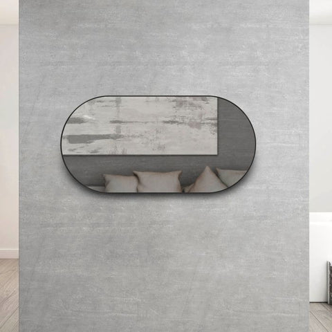 NOOSA Oval Framed Mirror 1200x600mm - Matte Black