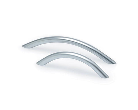 Bow Handle in Satin Chrome Look. Height: 28mm Width: 10mm