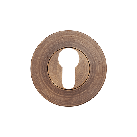 Momo Euro Cylinder Escutcheon in antique bronze finish for enhanced door aesthetics and security.