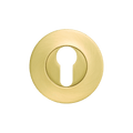 Momo Euro Cylinder Escutcheon set in brushed brass finish for stylish door hardware.