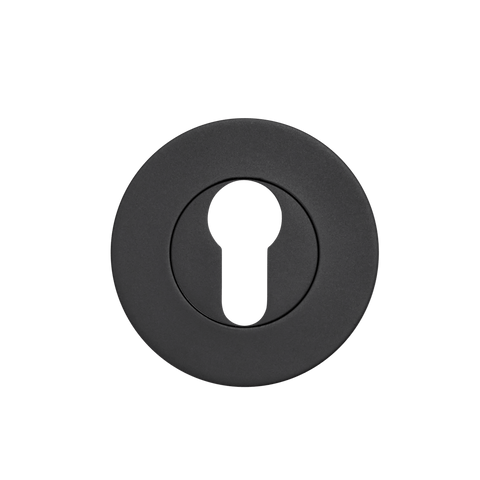 Momo Euro Cylinder Escutcheon in sleek black, designed for Euro profile cylinders, ideal for modern door hardware.