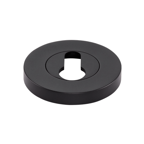 Momo Euro Cylinder Escutcheon set in sleek black finish for modern door hardware solutions.