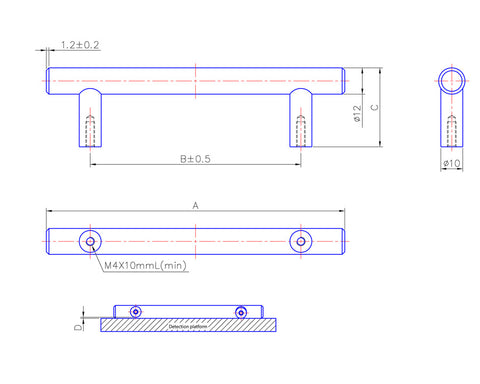 Long Bar Handle in Brushed Nickel Look. Hole Centres: 160mm Height: 35mm Width: 12mm
