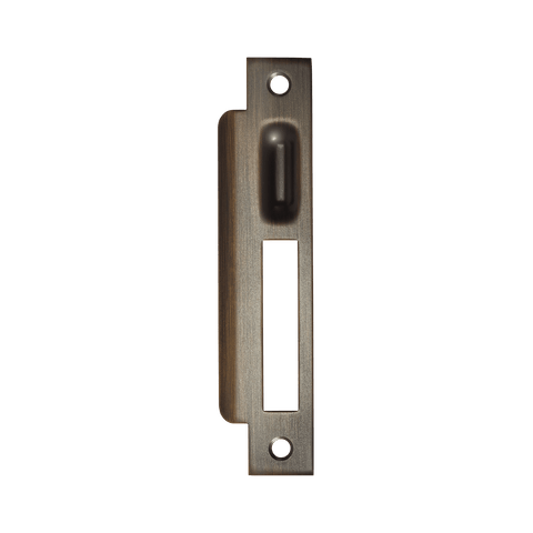Momo roller mortice lock strike plate in bronze finish for secure entryway solutions by KitchenLibrary.