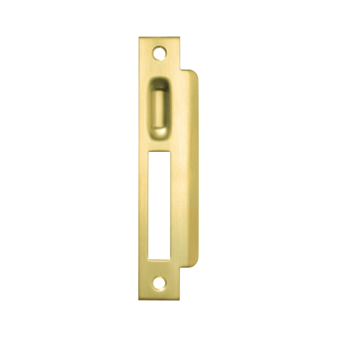 Momo roller mortice lock strike plate in durable gold finish for modern entryways.