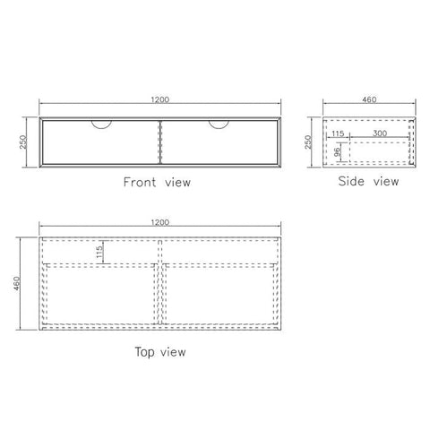 Tiara Wall Hung Vanity and Basin 1200mm White