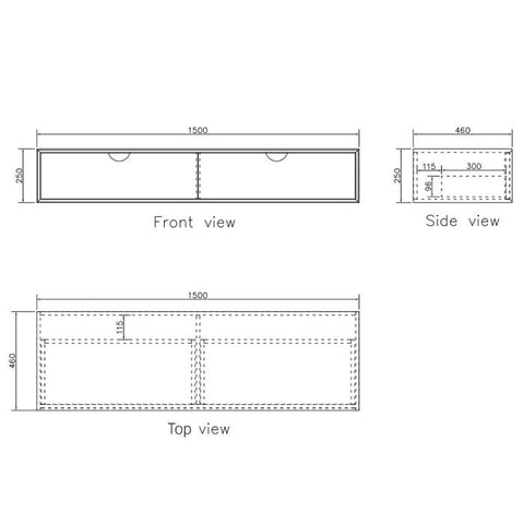 Tiara Wall Hung Vanity and Basin 1500mm White