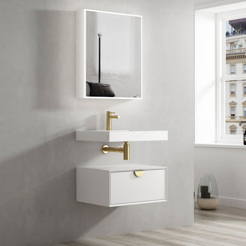 Tiara Wall Hung Vanity and Basin 600mm White