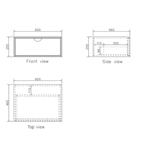 Tiara Wall Hung Vanity and Basin 600mm White