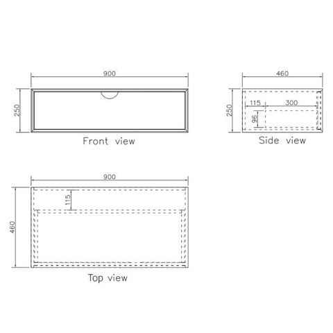 Tiara Wall Hung Vanity and Basin 900mm White