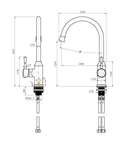 MON004 – Montpellier Gooseneck Kitchen Mixer – Chrome sketch