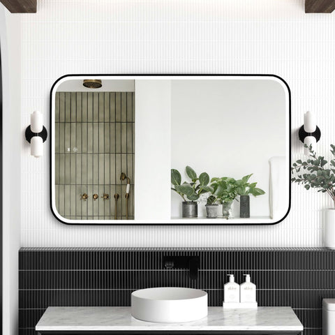 NEWPORT LED Soft Square Metal Frame Mirror 1200x750mm Matte Black