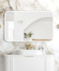 NEWPORT LED Soft Square Metal Frame Mirror 1200x750mm Matte White