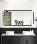 NEWPORT LED Soft Square Metal Frame Mirror 1500x750mm Matte Black