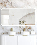 NEWPORT LED Soft Square Metal Frame Mirror 1500x750mm Matte White