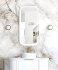NEWPORT LED Soft Square Metal Frame Mirror 900x450mm Matte White