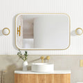 NEWPORT LED Soft Square Metal Frame Mirror 900x600mm Brushed Gold
