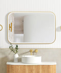 NEWPORT LED Soft Square Metal Frame Mirror 900x600mm Brushed Gold