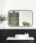 NEWPORT LED Soft Square Metal Frame Mirror 900x600mm Matte Black