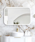 NEWPORT LED Soft Square Metal Frame Mirror 900x600mm Matte White