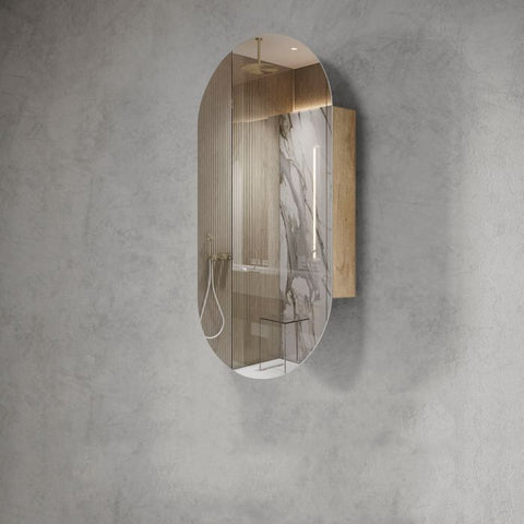 NOOSA Shaving Cabinet 900mm Natural Oak with Optional LED