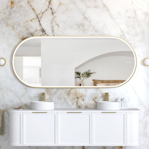 NOOSA LED Oval Brushed Gold Mirror 1800x750mm