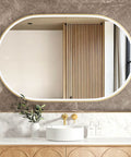 NOOSA LED Oval Metal Frame Mirror 1200x750mm Brushed Gold