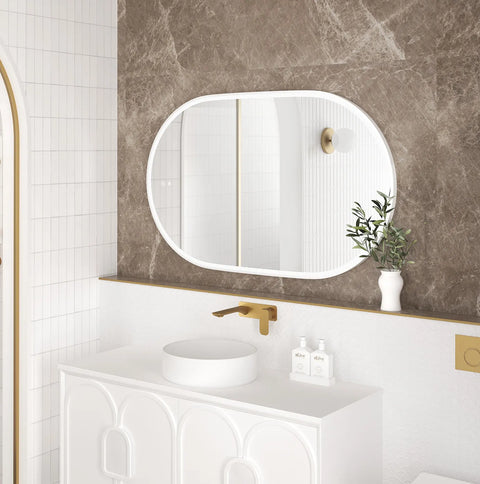 NOOSA LED Oval Metal Frame Mirror 1200x750mm Matte White