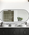 NOOSA LED Oval Metal Frame Mirror 1800x750mm Matte Black