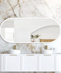 NOOSA LED Oval Metal Frame Mirror 1800x750mm Matte White