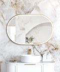 NOOSA LED Oval Metal Frame Mirror 900x600mm Brushed Gold