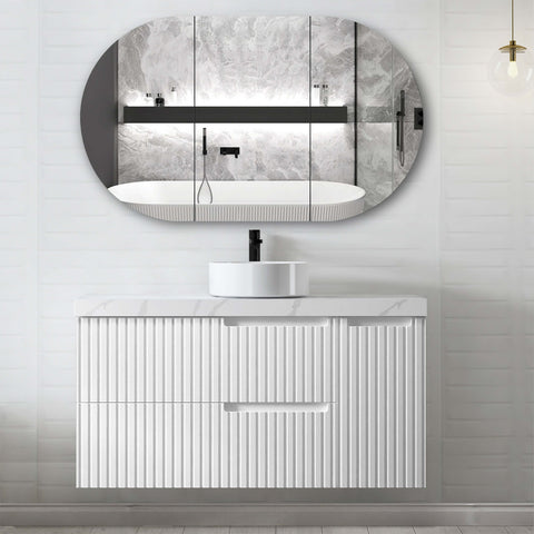 Noosa Single Basin Vanity Vanity Otti Australia 1200mm Quartz Stone Pure White-20mm Above Counter