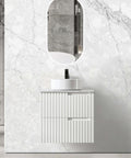 Noosa Single Basin Vanity Vanity Otti Australia 600mm Quartz Stone Pure White-20mm Above Counter