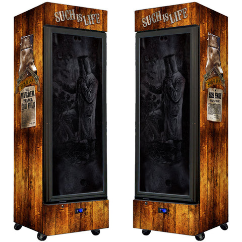 Ned Kelly Branded Upright Quiet Running Black Glass Door Bar Fridge - Model SC372-NED