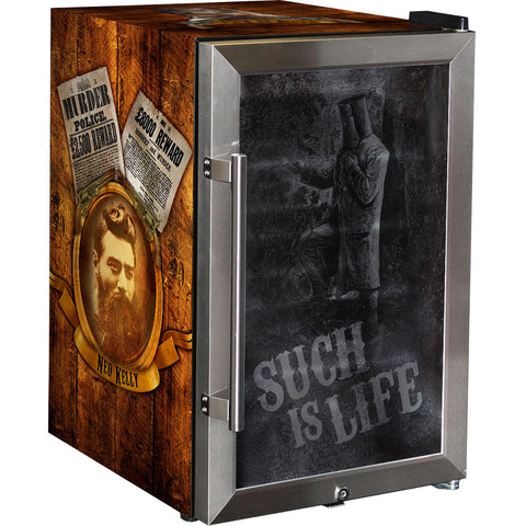 Ned Kelly Designed Glass Door Bar Fridge 70 Litre - Model SC70-SS-NED